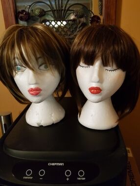 Two Synthetic Short Layered Wigs - Brown and Blonde Highlights
